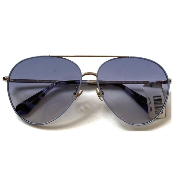 Kate Spade Carolane aviator blue gold sunglasses - Picture 2 of 6